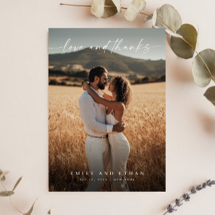 Eenvoudige elegante Pas getrouwd foto Dank u opmer Bedankkaart