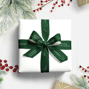 Eenvoudige Elegante Prettig Kerstmis Familie Naam Lint