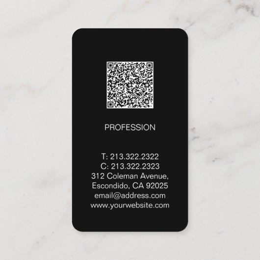 Eenvoudige Elegante Professionele Foto QR Code Visitekaartje (Achterkant)