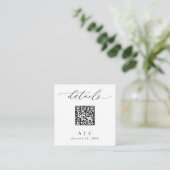 Eenvoudige Elegante QR-Code Bruiloft Details Informatiekaartje (Staand voorkant)