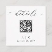 Eenvoudige Elegante QR-Code Bruiloft Details Informatiekaartje (Voorkant)