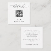 Eenvoudige Elegante QR-Code Bruiloft Details Informatiekaartje (Voorkant / Achterkant)