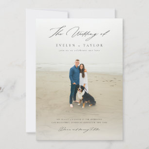 Eenvoudige Elegante QR Code Foto Bestemming Huweli Kaart