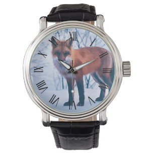 Eenvoudige Elegante Red Fox Artwork MANNEN Horloge