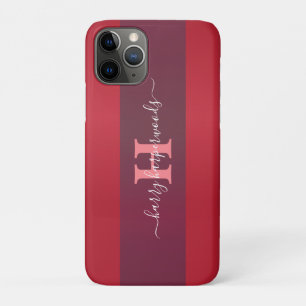 Eenvoudige Elegante Red Maroon Metal monogrammed N iPhone 11 Pro Hoesje