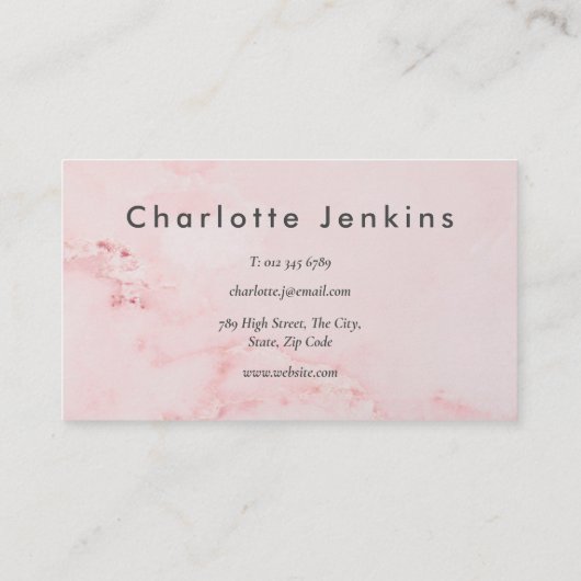 Eenvoudige Elegante Roze Marmeren Professioneel Visitekaartje (Achterkant)