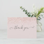 Eenvoudige Elegante Roze Roze Script Bedankkaart (Staand voorkant)