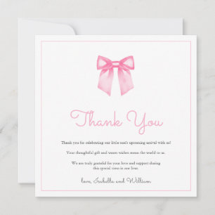 Eenvoudige Elegante Roze Strik Baby Shower Bedankk Bedankkaart