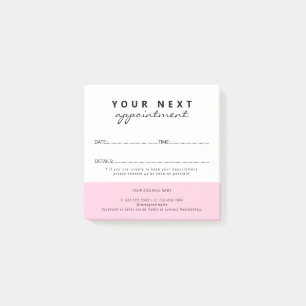 Eenvoudige elegante roze witte salon afspraak post-it® notes