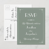 Eenvoudige Elegante Sage Green Classic Wedding RSV Uitnodiging Briefkaart (Voorkant / Achterkant)