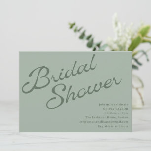 Eenvoudige Elegante Saliegroene Script Bruidsborre Kaart