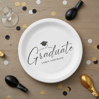 Eenvoudige Elegante Script Afstudeerfeest Papieren Bordje