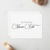 Eenvoudige Elegante Script Bloemenmeisje Aanzoekka Notitiekaartje (Voorkant / Achterkant in situ)