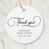 Eenvoudige Elegante Script Bruidsbruiloft Dank Je Bedankjes Labels (Voorkant)