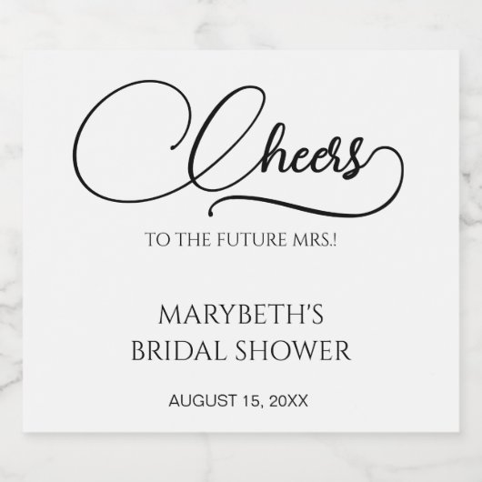 Eenvoudige Elegante Script Bruidsfeest Sparkling Wijnetiket (Enkel label)