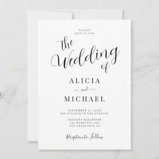 Eenvoudige elegante scripttypografie bruiloft kaart (Voorkant)