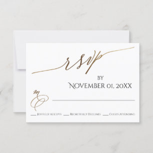 Eenvoudige, elegante, soepele Gold-typografie RSVP Kaartje