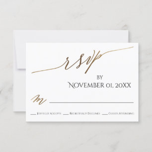 Eenvoudige, elegante, soepele RSVP-kaart met Gold  RSVP Kaartje