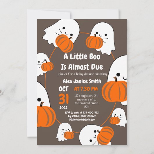 Eenvoudige Elegante Spooky Ghost, Halloween Baby s Kaart (Voorkant)
