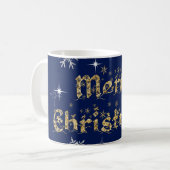Eenvoudige elegante sprankelende kerst glitter spr koffiemok (Voorkant links)