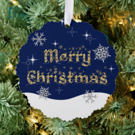 Eenvoudige elegante sprankelende kerst glitter spr ornament kaart