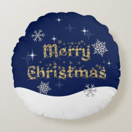 Eenvoudige elegante sprankelende kerst glitter spr rond kussen