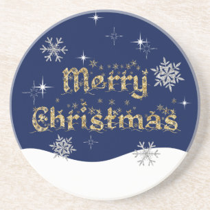 Eenvoudige elegante sprankelende kerst glitter spr zandsteen onderzetter
