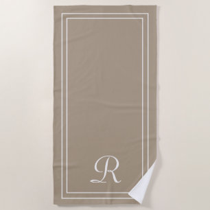Eenvoudige Elegante Taupe Monogram Strandlaken