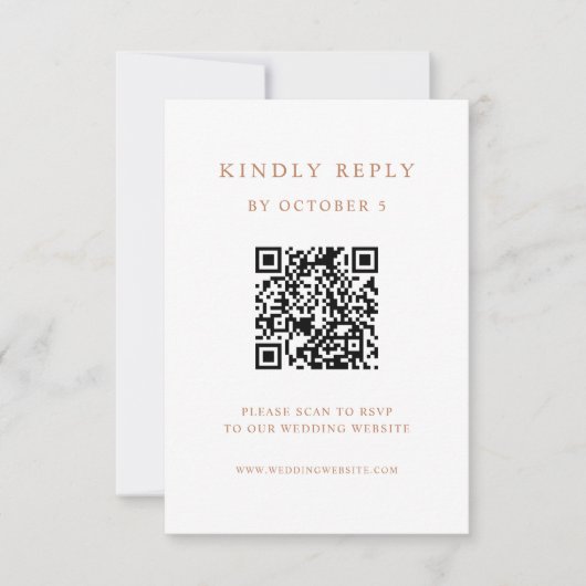 Eenvoudige elegante tekst | Boho Wedding QR-code RSVP Kaartje (Voorkant)