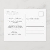 Eenvoudige elegante tekst en foto bruiloft Dank u Briefkaart (Achterkant)