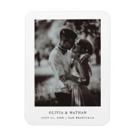 Eenvoudige elegante tekst en foto | Datum opslaan Magneet