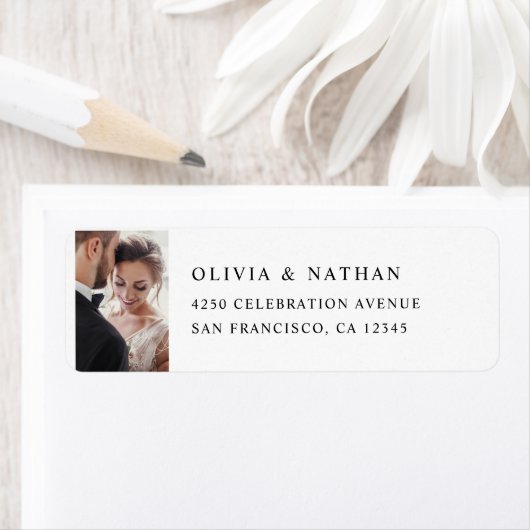 Eenvoudige elegante tekst en foto | Zwart-wit Etiket (Insitu)