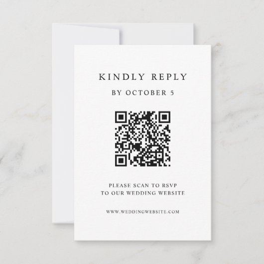 Eenvoudige elegante tekst | QR-code bruiloft RSVP Kaartje (Voorkant)