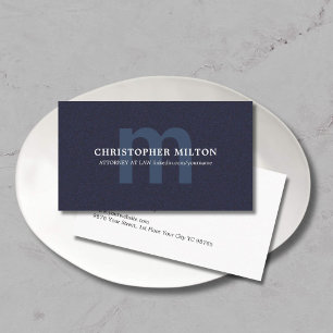 Eenvoudige Elegante Textuur Blauw Monogram Consult Visitekaartje