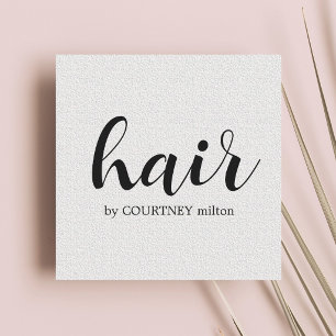 Eenvoudige Elegante Textuur Witte Haarstylist Vierkante Visitekaartje
