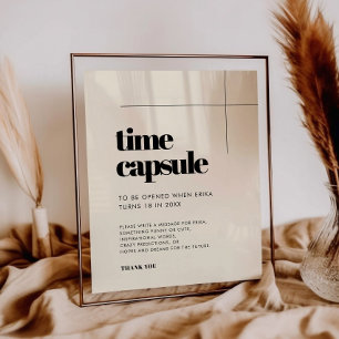 Eenvoudige elegante Tijdcapsule 1e Verjaardagsteke Poster