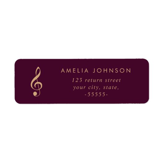 Eenvoudige Elegante Treble Clef Muziekleraar Bourg Etiket (Voorkant)