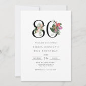 Eenvoudige elegante tropische 80e verjaardag kaart (Voorkant)