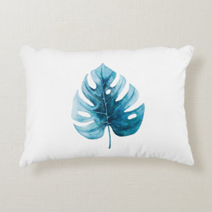 Eenvoudige elegante tropische Waterverf Monstera L Accent Kussen