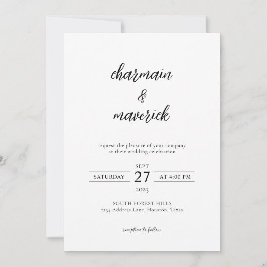 Eenvoudige Elegante Trouwfoto Kaart (Achterkant)