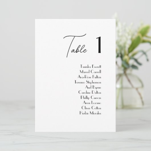 Eenvoudige & Elegante Trouwtafel Zitplaatsen Kaart (Staand voorkant)