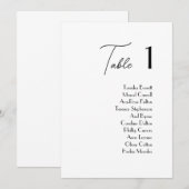 Eenvoudige & Elegante Trouwtafel Zitplaatsen Kaart (Voorkant / Achterkant)