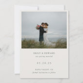Eenvoudige elegante twee foto bruiloft save the date (Achterkant)