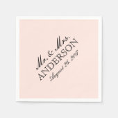 Eenvoudige elegante typografie Blush bruiloft serv Servetten (Voorkant)