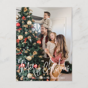 Eenvoudige elegante typografie Familie Kerstfoto Feestdagenkaart
