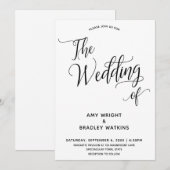 Eenvoudige elegante typografie Het huwelijk van Kaart (Voorkant / Achterkant)