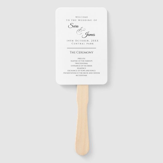 Eenvoudige elegante typografie Modern Wedding Prog Handwaaier (Voorkant)