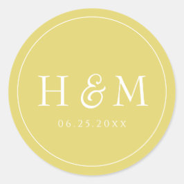 Eenvoudige Elegante Typografie Monogram Trouw Ronde Sticker