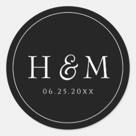 Eenvoudige Elegante Typografie Monogram Trouw Ronde Sticker