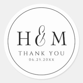 Eenvoudige Elegante Typografie Monogram Trouw Ronde Sticker